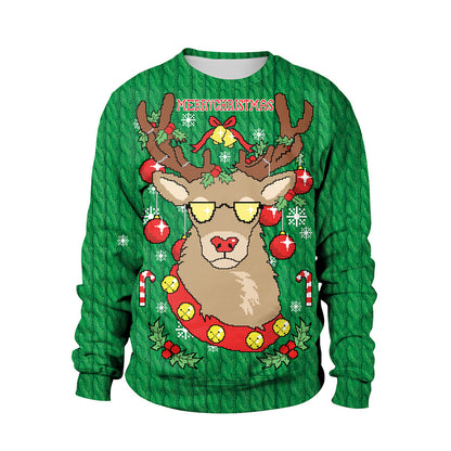 Christmas Reindeer Pullover Round Neck Couple Sweater