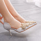 Women Rhinestone Beads Wedding Pointed Toe Stiletto Heel Sandals