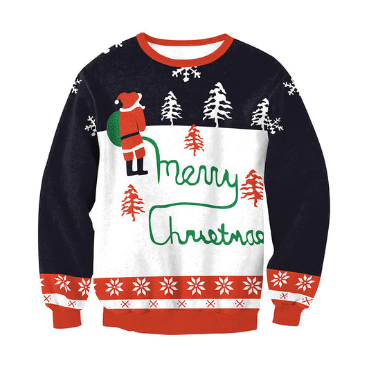 Christmas Couple Long-sleeved Loose Round Neck Sweater