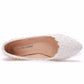 Women Pointed Toe Shallow Lace Pearls Flats
