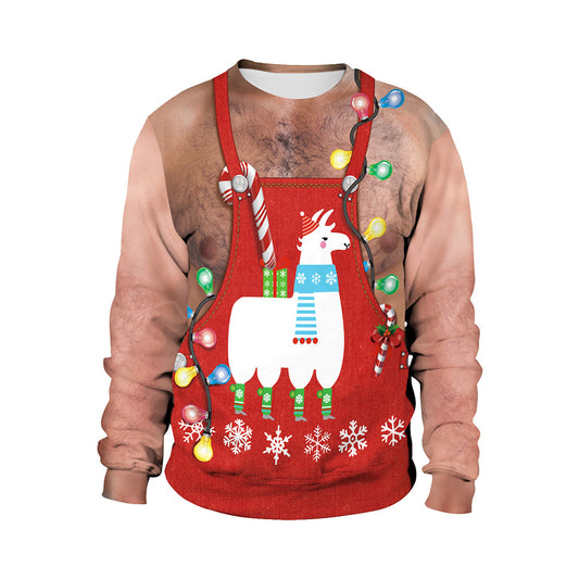 Christmas Cute Alpaca Pullover Round Neck Couple Sweater