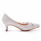 Women Pointed Toe Lace Flora Rhinestone Bridal Wedding Shoes Pumps Stiletto Heel