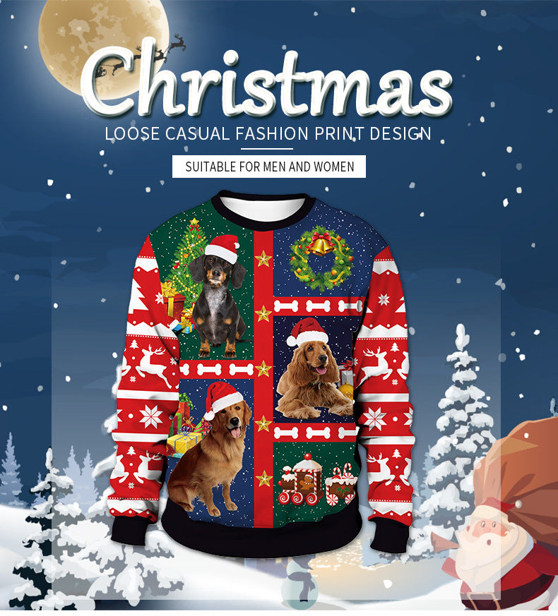 Christmas Animal Pullover Round Neck Couple Sweater