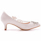 Women Stiletto Heel Pointed Toe Pumps Rhinestone Lace Bridal Wedding Shoes