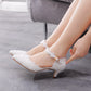 Women Lace Pointed Toe Mary Janes Wedding Sandals