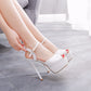 Women Peep Toe Buckle Straps Bridal Wedding Stiletto Heel Platform Sandals