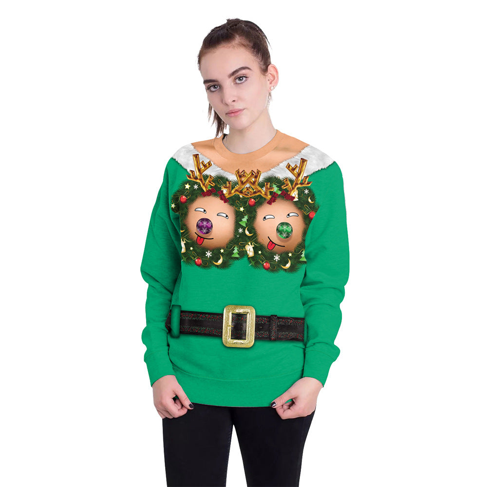 Christmas Cute Funny Pullover Round Neck Couple Sweater