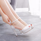 Women Peep Toe Stiletto Heel Ankle Strap Platform Sandals