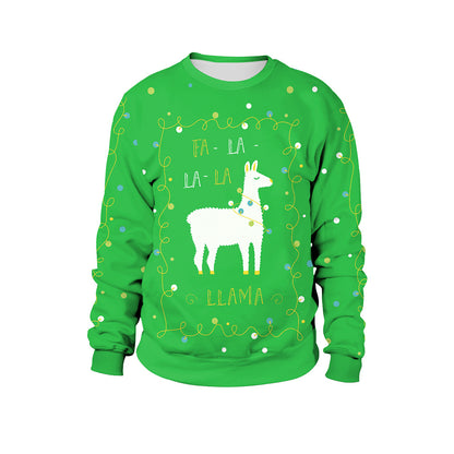 Christmas Alpaca Turtleneck Round Neck Couple Sweatshirt