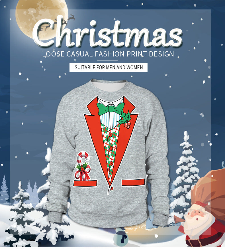Christmas Suit Printing Round Neck Comfortable Couple Sweater