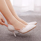 Women Lace Wedding Stiletto Heel Pointed Toe Sandals