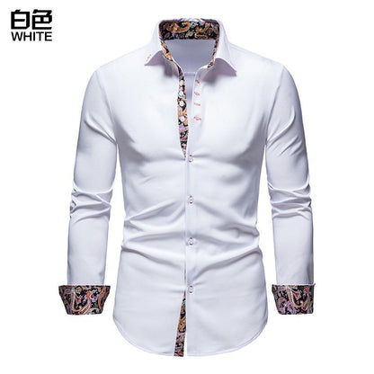 Men's Flower SuitSlim Fit CasualPrinting Long Sleeves Button Shirts