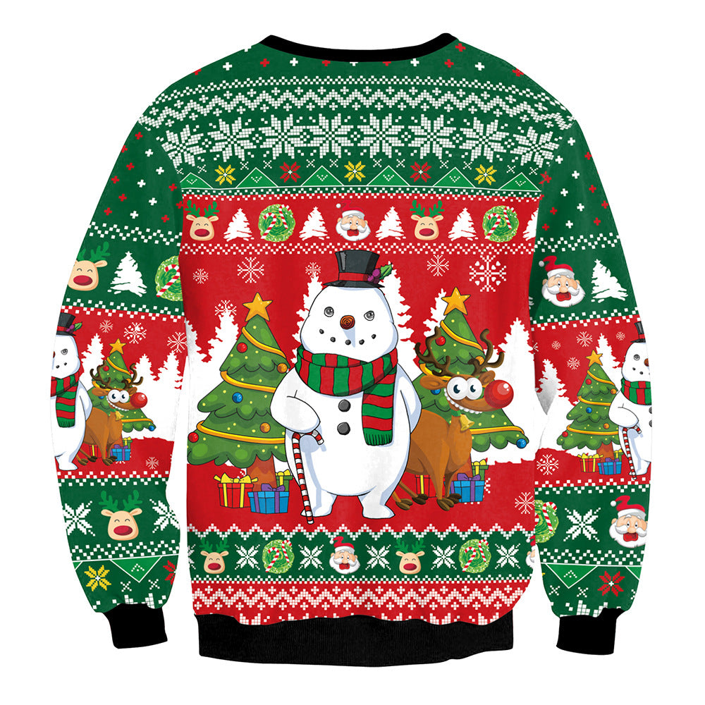 Christmas Snowman Round Neck Long Sleeve Couple Sweatshirt