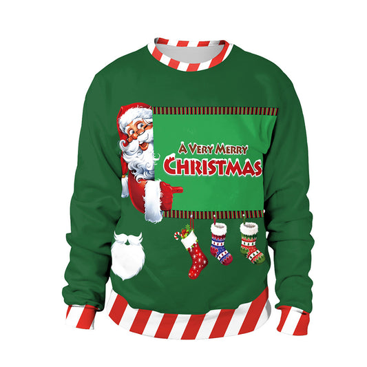 Santa Print Crewneck Couple Sweater