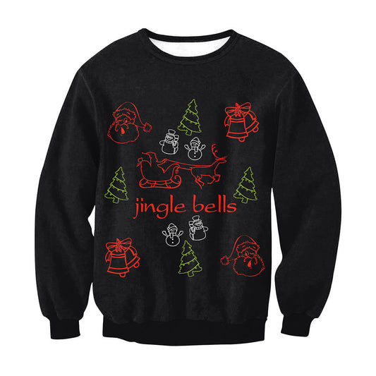 Christmas Letters Round Neck Long Sleeve Couple Sweater