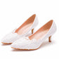 Women Stiletto Heel Pointed Toe Lace Flora Bridal Pumps Wedding Shoes