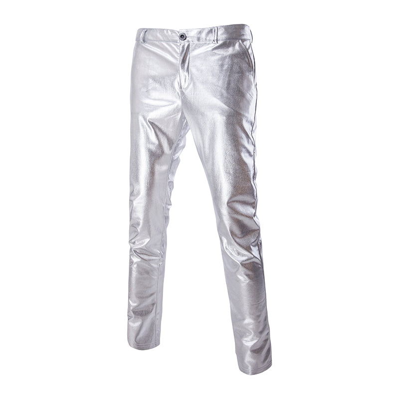 Men's Slimming Pants Solid Casual Bright Face Bronzing Gold Trousers Pants