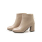 Round Toe Pu Leather Women's High Heeled Ankle Boots