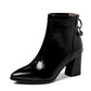 Women Pointed Toe Patent Leather High Heels Short Boots