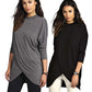 Solid Color Casual Shirt Spring Loose Long Round Collar T Shirt Women T Shirts