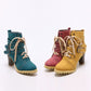Lace Up Studded Women Ankle Boots Platform High Heels Shoes Woman 3356