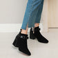 Square Toe Bow Tie Women High Heels Short Boots