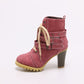 Lace Up Studded Women Ankle Boots Platform High Heels Shoes Woman 3356