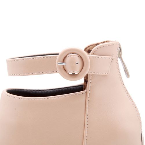 Women Pointed Toe Buckle High Heels Short Boots