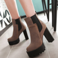 Faux Leather High Heels Women Short Boots Chunky Heel