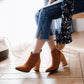 Women Chunky High Heels Short Boots