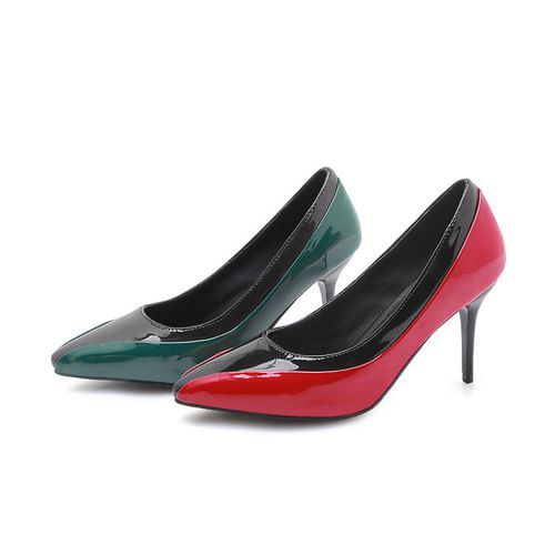 Women Pointed Toe Patent Leather Pumps High Heels