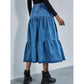 Ins Fashion High Waist Loose Dip Hem Denim Long Women Skirts