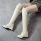 Women zipper wedge heeled Knee High Boots
