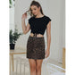 Sexy Leopard Print Printed Packet Buttock Skinny Retro A-linedenim Short Women Skirts