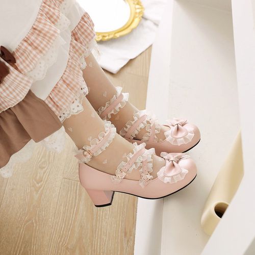 Women Lace Mary Jane Pumps High Heels