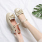 Women Chunky Heel Pumps Mary Janes Shoes with Bowtie Pearl