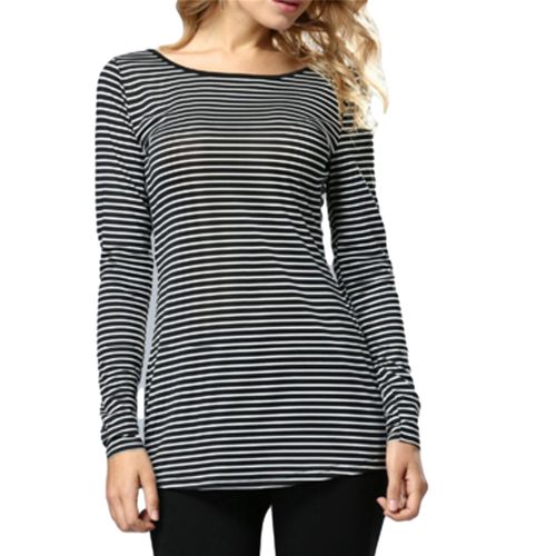 Back Cross-striped Top Spring SlimMed Down  Women T Shirts