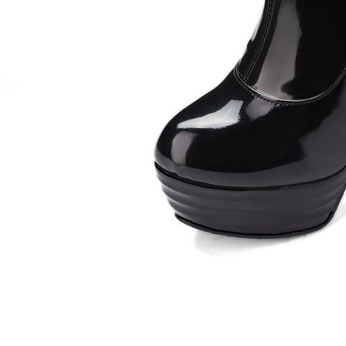 Women Patent Leather High Heel Platform Thigh High Boots