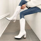 Women Pointed Toe Zip High Heels Knee High Boots