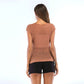 Round Neck Cut-out Slim and Versatile Knitted Short Sleeve  Women T Shirts