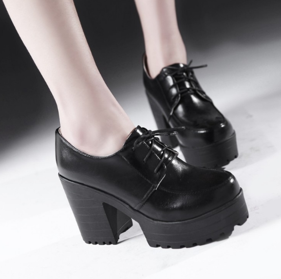 Lace Up Women Pumps High Heels Platform Shoes 5280