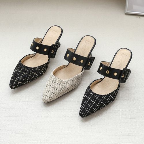 Pointed Toe Buckle Women High Heel Chunky Sandals